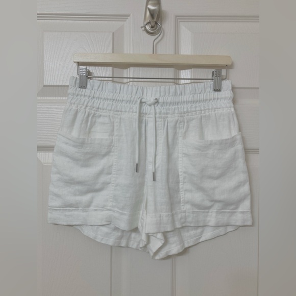 Athleta 100% Linen High Rise 4” Inseam White Cabo Shorts 2 Coastal Spring Summer - Picture 9 of 9
